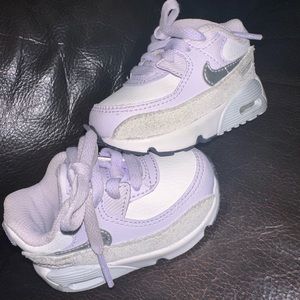Toddler Nike Air Max 90 LTR "White/Metallic Silver/Violet Frost" Infant Girls